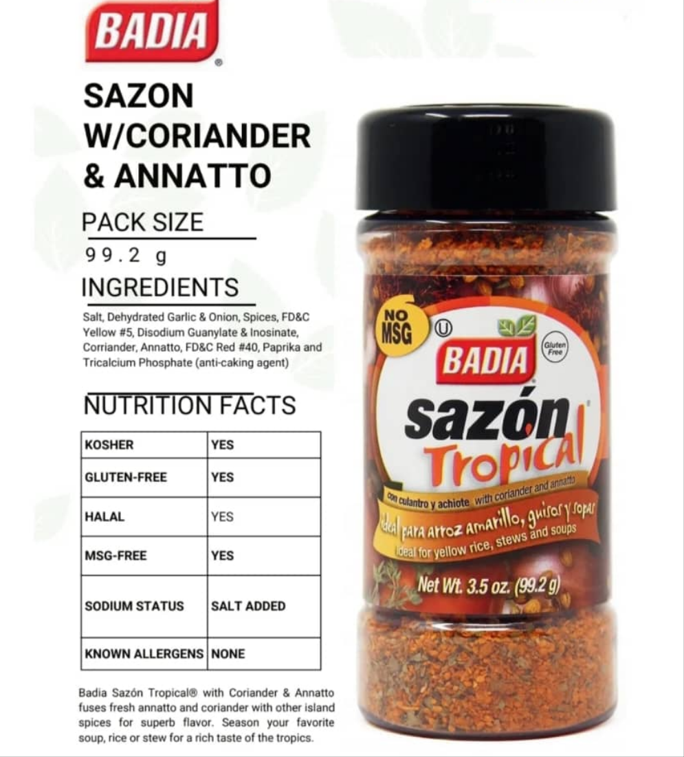 Badia Sazon With Coriander & Annatto 6/7oz (198.4g)