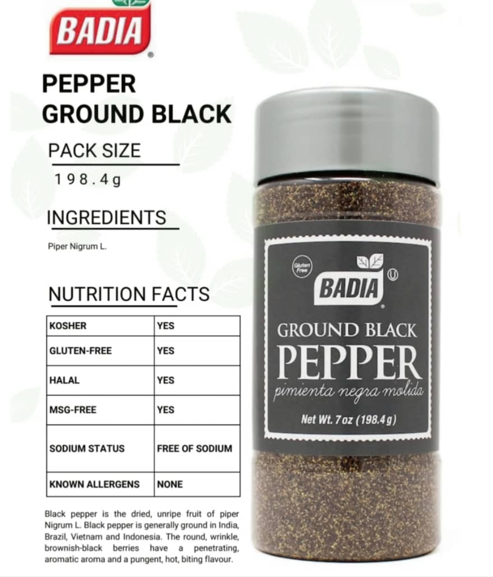Badia Pepper Ground Black 12/7oz (198.4g)