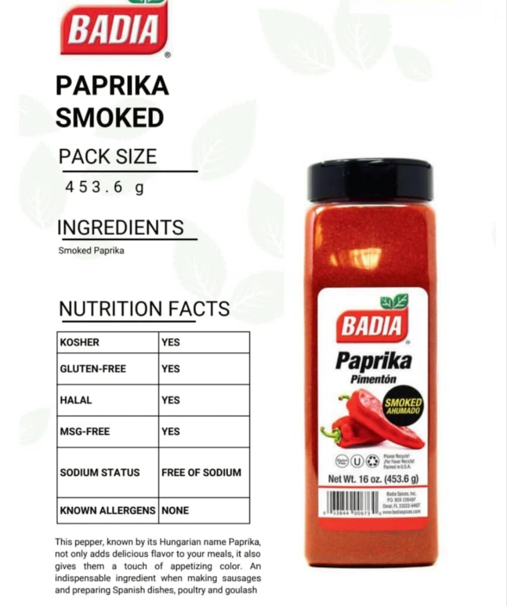 Badia Paprika Smoked 6/16oz (453.6g)