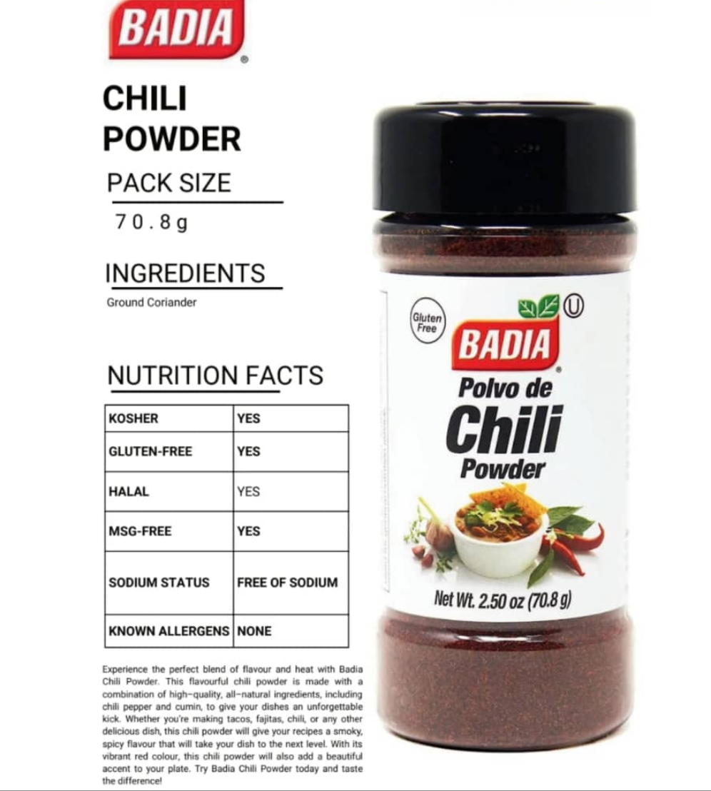 Badia Chili Powder 8/2.5oz (70.8g)