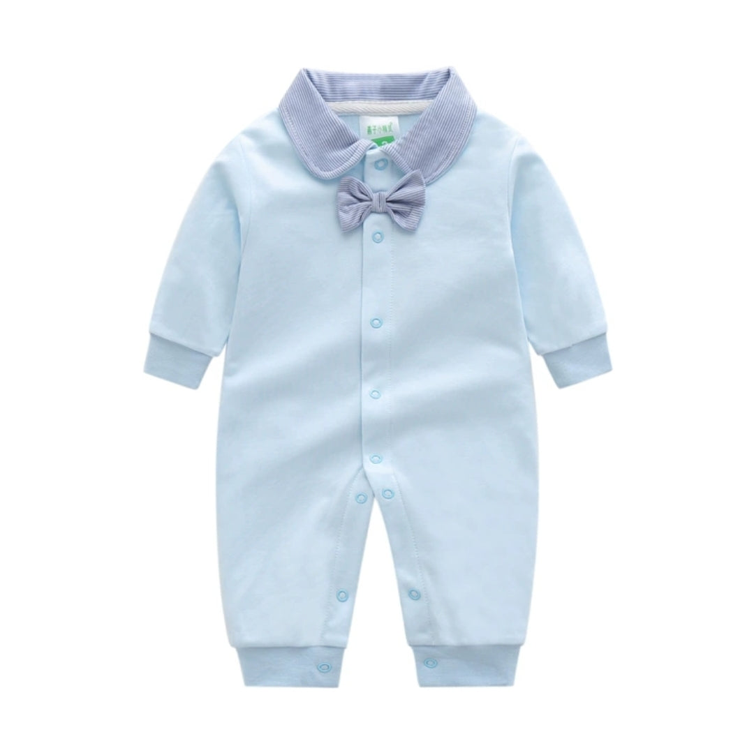 Casual overall with bow (plain blue)