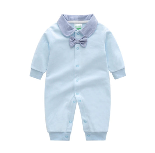 Casual overall with bow (plain blue)