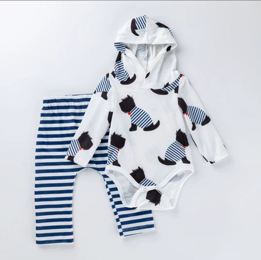 Unisex Hooded top and trouser - Blue Puppy