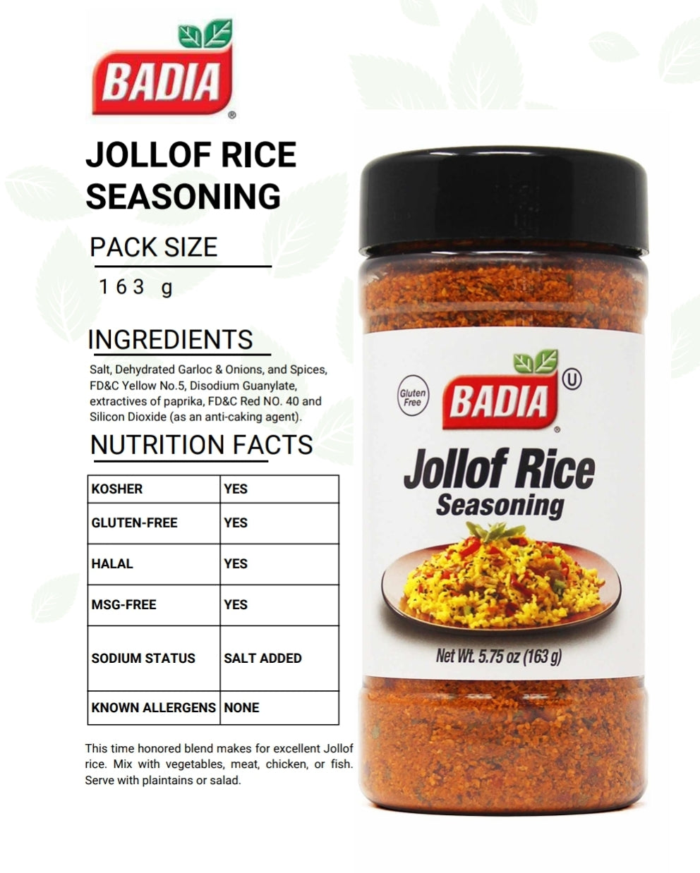 Badia Jollof Rice Seasoning (163g)